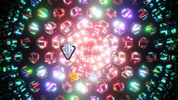 VJ素材-6款梦幻般霓虹灯万花筒图案舞台屏幕背景视频素材