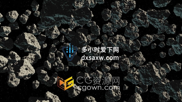飞过小行星宇宙围绕太空中碎石动画视频素材下载