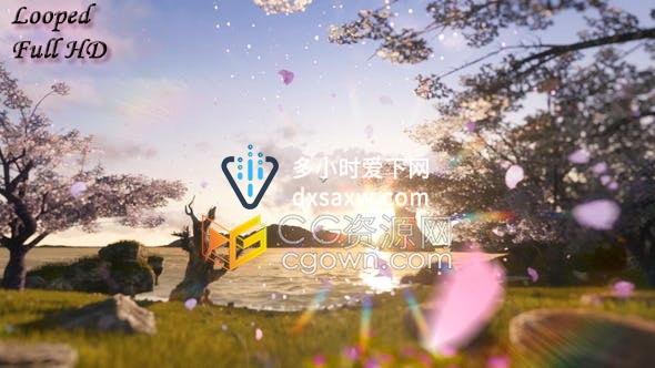 视频素材夏天自然树叶花瓣花卉飞行无缝循环动画背景视频素材
