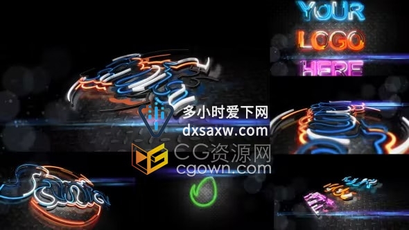 3D霓虹灯LOGO动画Advance 3D Extrudes AE模板下载
