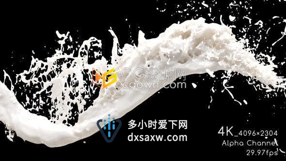 白色牛奶奶油饮料流体水特效4K视频素材带Alpha透明通道效果