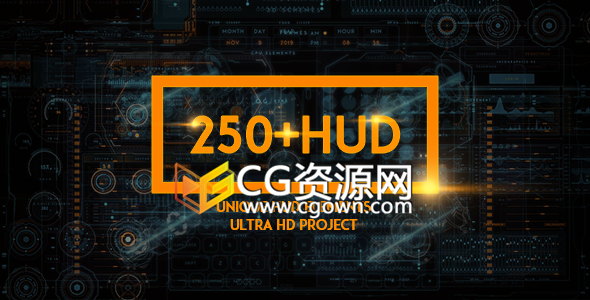 135种元素4K分辨率合成视频素材HUD图形动画技术信息界面