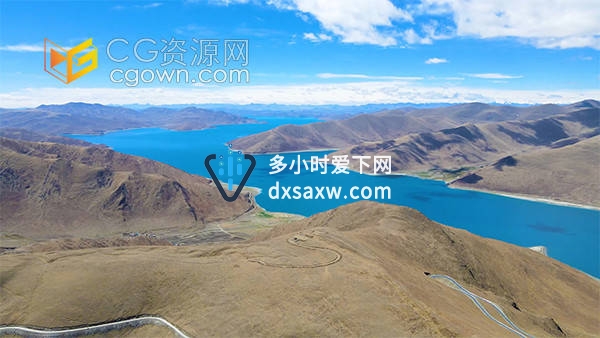 航拍碧水蓝天西藏羊湖唯美湖光山色美丽自然实拍视频