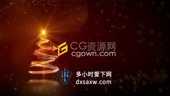 4K雪花飘落粒子光线环成圣诞树背景视频素材