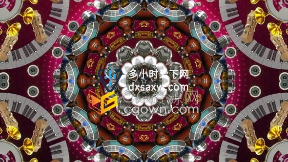 背景视频素材-乐器元素万花筒音乐会表演节目LED背景动态VJ素材