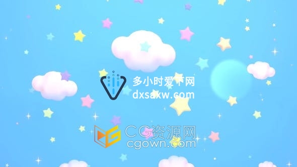 儿童电视节目活动表演舞台背景视频环状白云五颜六色星星动画