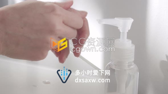 女的示范使用酒精消毒健康卫生保护洗手液正确洗手动画实拍视频素材下载