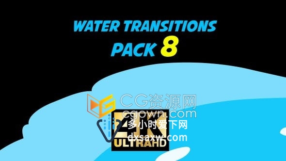 4K卡通水效果转场制作海滨旅游休闲度假视频宣传相册过渡动画-视频素材
