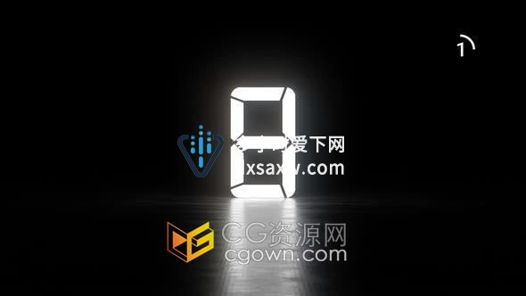视频素材-白色极简数字时钟3D带阴影计时器定时器