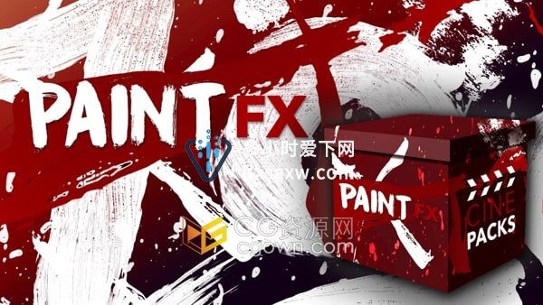 Paint FX 75种油漆飞溅笔刷绘画纹理动画效果视频素材4K