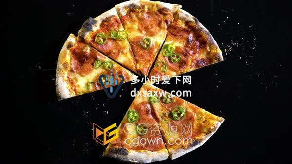 实拍素材-定格动画吃披萨一块块消失的披萨顶视图直至清空盘子