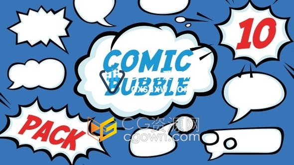 视频素材-10款漫画泡泡对话框气泡视频字幕标签图形动画元素