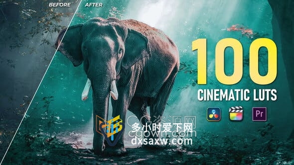 100种电影调色LUTs预设包括AE/PR/达芬奇使用视频教程