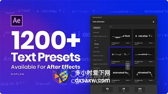 AE软件 Text Animator 脚本1200种带入场出场动画文字预设中文安装说明