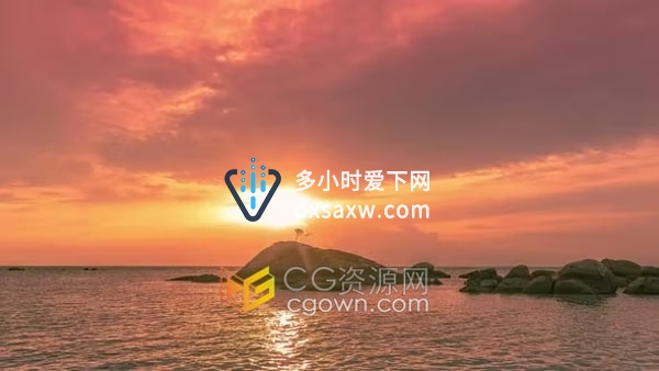 美丽日落海石光倒流海边风景延时拍摄实拍视频素材