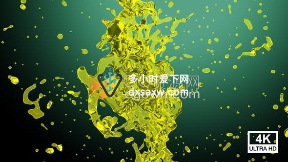 视频素材-4K带通道新鲜食用油橄榄油球碰撞飞溅效果动画