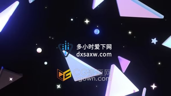 环状光泽三角形和星星飞舞动画舞台LED背景视频素材
