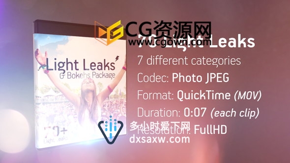 光效视频素材70个唯美光泄漏镜头光斑与散景效果动画