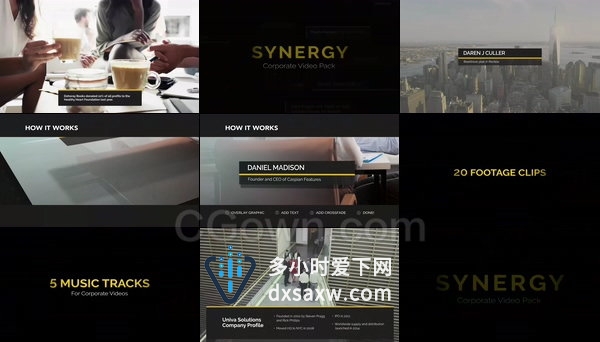 字幕条图形动画背景+Icons图标动画+实拍视频素材各20组还有5首背景音乐
