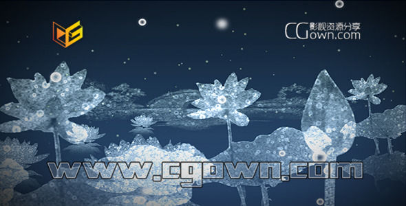 循环动画气泡水晶梦幻般荷花舞台LED背景视频素材带AE工程 Water Flowers 3169031