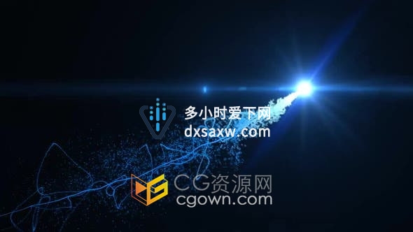 视频素材-霓虹蓝色冉冉升起的新星透镜射线动画用于视频过渡标题特效
