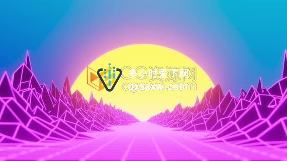 视频素材-4K复古风格之旅霓虹灯网格80年代街机风潮VJ循环背景动画