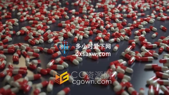 视频素材-满屏遍布红白药丸药片胶囊药品医药介绍宣传视频背景