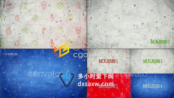 可爱儿童手绘圣诞图标元素背景视频素材