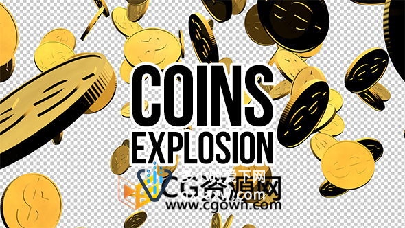 3D金币爆炸弹射出效果游戏硬币奖金胜利效果视频素材下载