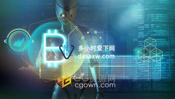 视频素材-机器人进行加密货币交易界面金融科技互联网智能视频