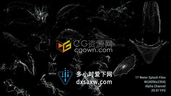 17组4K视频素材制作水特效飞溅波浪瀑布喷泉水花流体效果