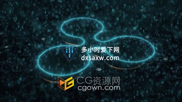 4K帧速率背景视频素材瑞波币Ripple网络数字加密货币粒子动画