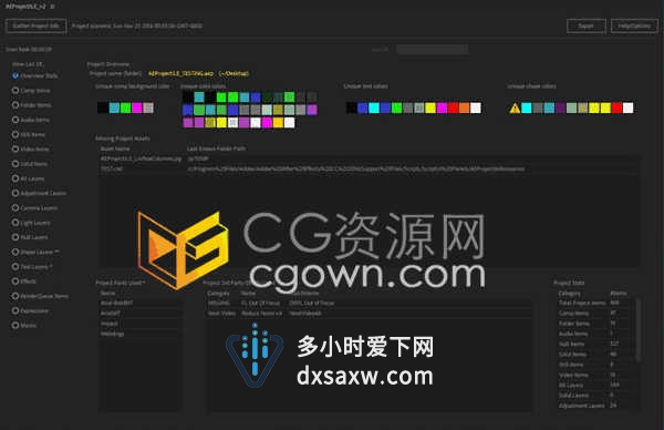 Project Info List Exporter v2.1.8 导出AE工程文件信息数据脚本工具
