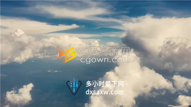 高空飞机往外看视角拍摄蓝天白云层绿色山脉风景实拍视频下载
