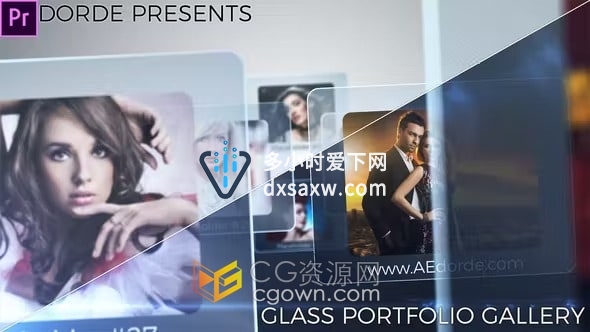 玻璃相框展示照片动画视频相册效果制作PR模板下载