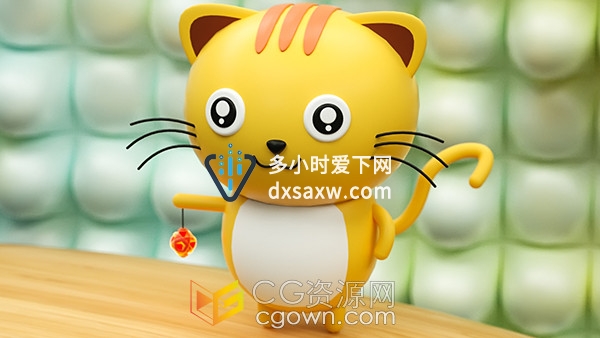 C4D可爱卡通动物小猫咪角色形象三维模型