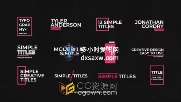 12 Simple Titles 简约创意视频字幕文字标题动画FCPX插件