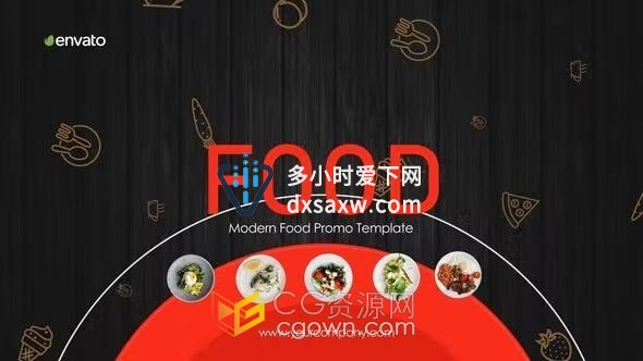 Food Promo V3 AE模板食品促销美食菜单介绍广告视频