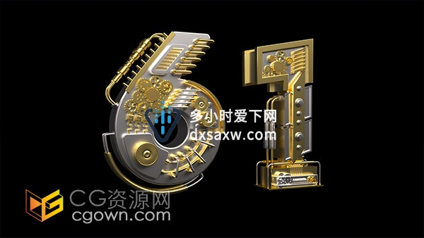 大气金属风格61儿童节主题C4D艺术字三维模型