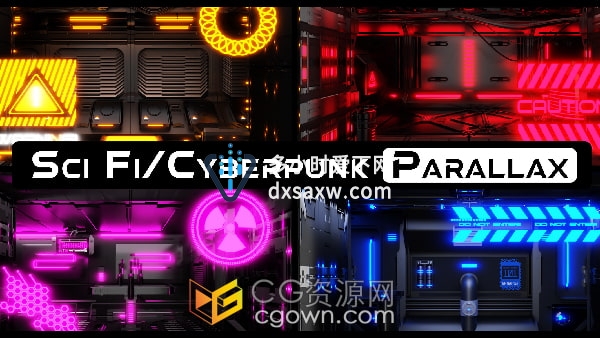 Sci Fi – Cyberpunk Parallax Rooms Blender赛博朋克科幻室内场景模型预设插件