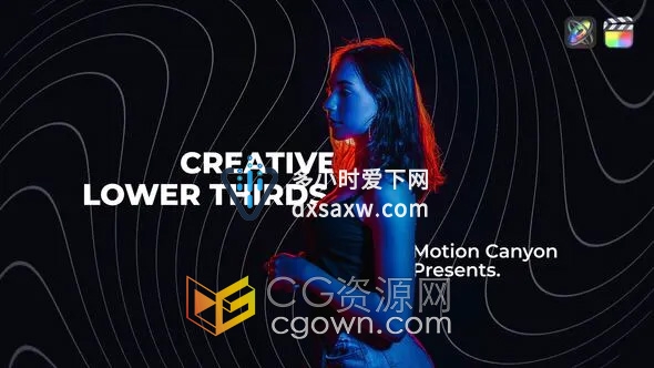 8组创意设计字幕条标题动画4K分辨率FCPX插件
