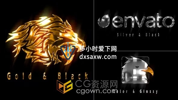 金色或银色金属光泽LOGO演绎动画视频AE模板下载