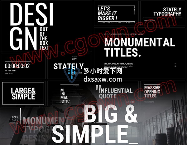 FCPX插件30组大字纪录片头视频文字标题字幕动画预设 mTitle Max