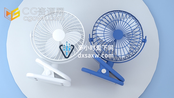 清新简约桌面两个小风扇C4D三维模型