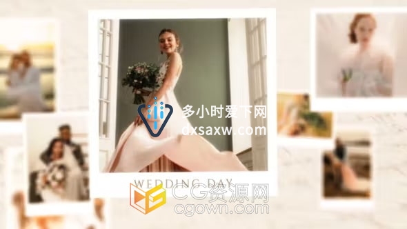 婚礼幻灯片AE模板婚纱照片展示动画视频相册