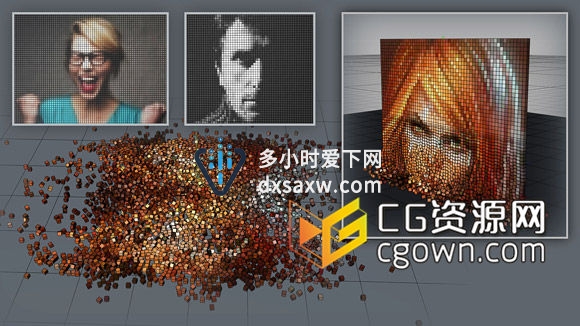 Cinema 4D将图像转换为三维空间的像素画效果教程