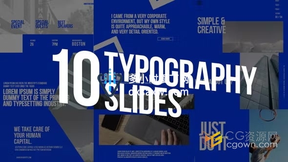 Typography Slides AE模板动态排版介绍文字动画效果制作