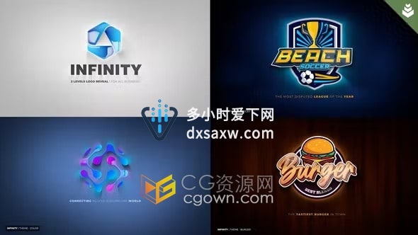 9个主题风格标志LOGO动画演绎视频片头效果AE模板下载