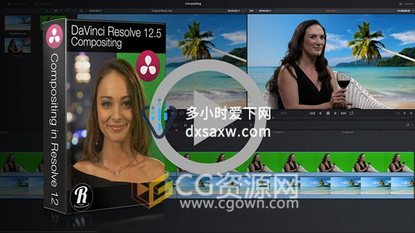 DaVinciResolve12.5视频教程 绿幕抠像替换天空合成编辑 达芬奇教程