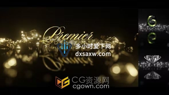 AE模板-金银碎片闪亮奢华光泽时尚钻石珠宝LOGO标志文字动画